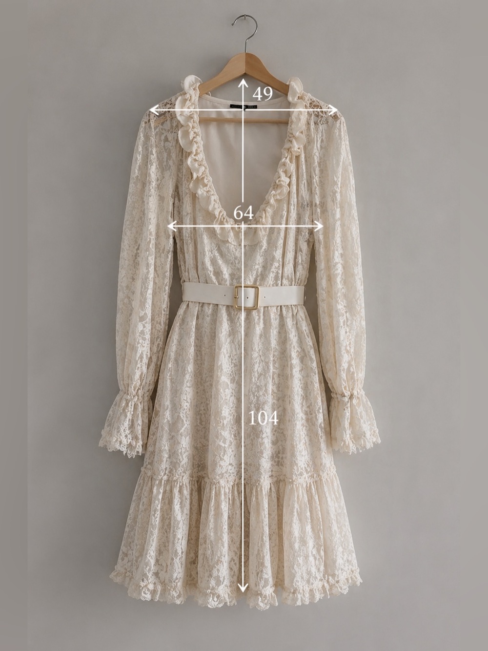 Kobi Halperin Senna Lace Dress Cream Boho Ruffle XXL - Picture 5 of 12